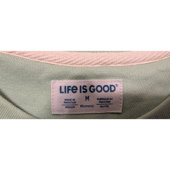 NEW Rescue Life Is Good French Terry Crew Sweatshirt Womens MEDIUM NWT - Picture 2 of 5